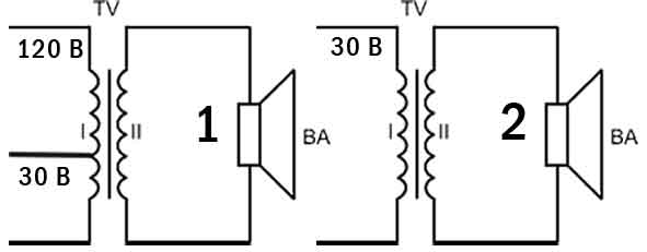 Схема электрическая принципиальная абонентских громкоговорителей без регулятора уровня